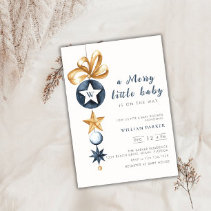 Merry Little Winter Monogram Baby Shower Einladung
