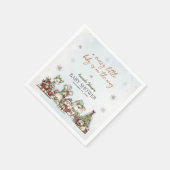 Merry Little Winter Puppy Christmas Baby Shower Serviette (Ecke)