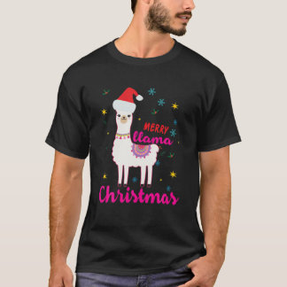 Merry Llama Christmas Llama Lover Ugly Women Funny T-Shirt