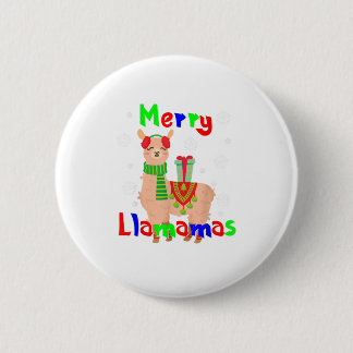Merry Llamas Christmas Button