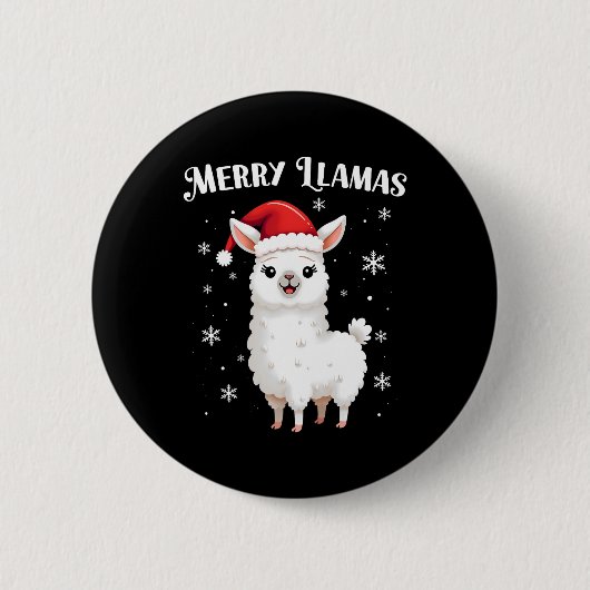 Merry Llamas Funny Christmas Llama Animal Holiday Button (Vorderseite)