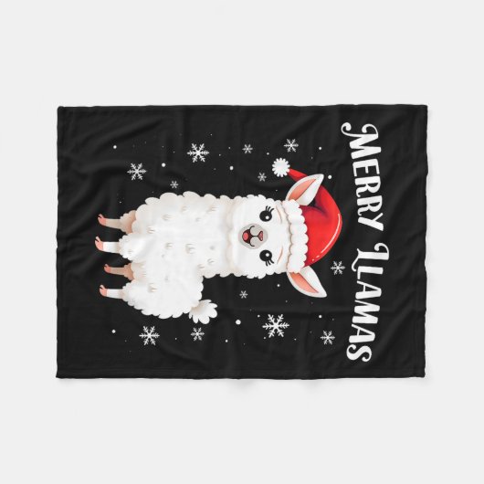 Merry Llamas Funny Christmas Llama Animal Holiday Fleecedecke (Vorderseite (Horizontal))