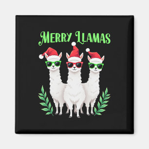 Merry Llamas Funny Christmas Llama Animal Holiday Magnet