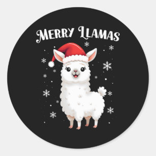 Merry Llamas Funny Christmas Llama Animal Holiday Runder Aufkleber