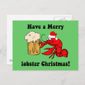 Merry Lobster Christmas Feiertagspostkarte (Vorne/Hinten)
