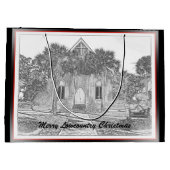 Merry Lowcountry Christmas Bluffton Church Sketch Große Geschenktüte (Rückseite)