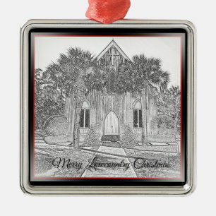 Merry Lowcountry Christmas Bluffton Church Sketch Ornament Aus Metall