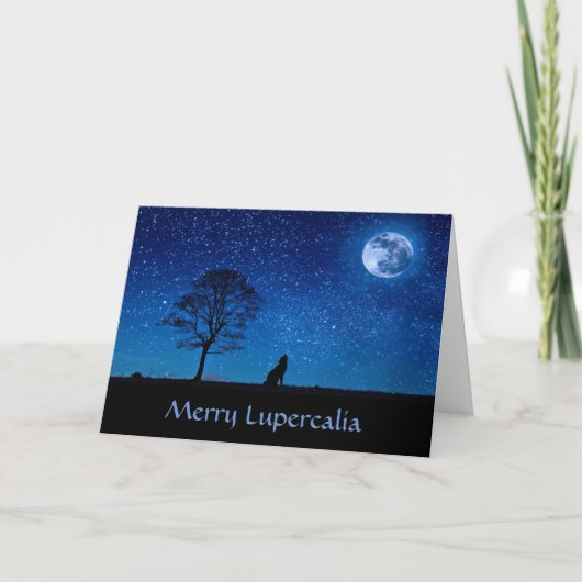 Merry Lupercalia (Wolf) Feiertagskarte (Vorderseite)