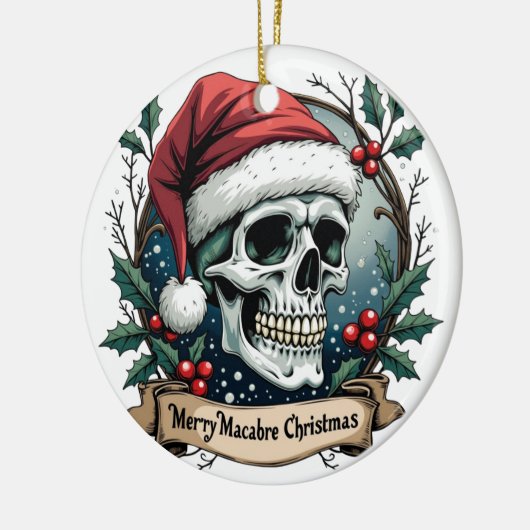 Merry Macabre Christmas Skull Ornament (Links)