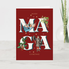 Merry MAGA Christmas Card Custom Message Patriotic Karte