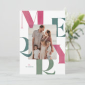 Merry Magenta & Green 2 Foto Weihnachten (Stehend Vorderseite)