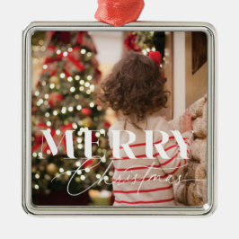 Merry Magic Christmas Foto Ornament Aus Metall