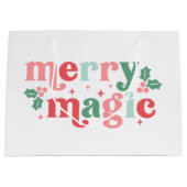 Merry Magic - farbenfrohe Weihnachtstypografie Große Geschenktüte (Vorderseite)