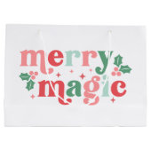 Merry Magic - farbenfrohe Weihnachtstypografie Große Geschenktüte (Rückseite)