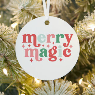 Merry Magic - farbenfrohe Weihnachtstypografie Ornament Aus Metall