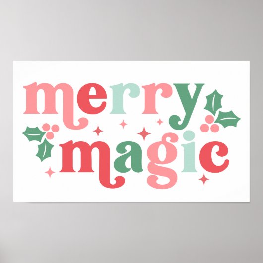 Merry Magic - farbenfrohe Weihnachtstypografie Poster (Vorne)