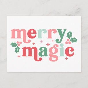 Merry Magic - farbenfrohe Weihnachtstypografie Postkarte