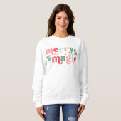 Merry Magic - farbenfrohe Weihnachtstypografie Sweatshirt (Vorne ganz)