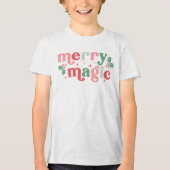 Merry Magic - farbenfrohe Weihnachtstypografie Tri-Blend Shirt (Vorderseite)