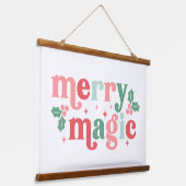 Merry Magic - farbenfrohe Weihnachtstypografie Wandteppich Mit Holzrahmen (Gewinkelt)