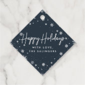 Merry Magic | Navy & White Snowflake Holiday Geschenkanhänger (Vorderseite)
