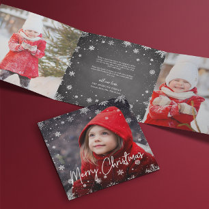 Merry Magic Rustikales Schneeflocken Multi-Foto Dreifach Gefaltete Urlaubskarte