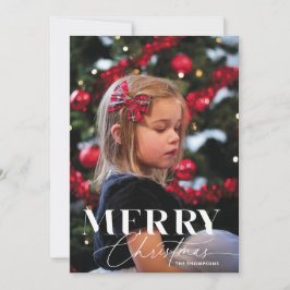 Merry Magic Script Serif Weihnachts Portrait Foto Feiertagskarte