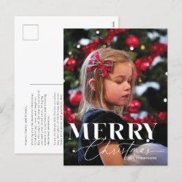 Merry Magic Script Serif Weihnachts Portrait Foto Feiertagspostkarte