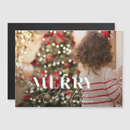 Merry Magic Script & Serif Weihnachtsfotokarte Magneteinladung