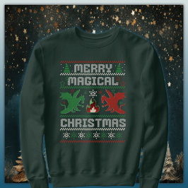 Merry Magical Christmas Dragon Ugly Sweater Design Sweatshirt