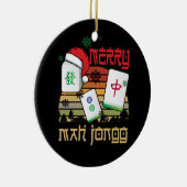 Merry Mah Jongg Snowy Weihnachtslustig Chinesisch Keramik Ornament (Rechts)