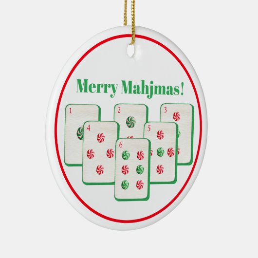 Merry Mahjmas Mahjong Candy Dot Tiles Keramik Ornament (Rechts)
