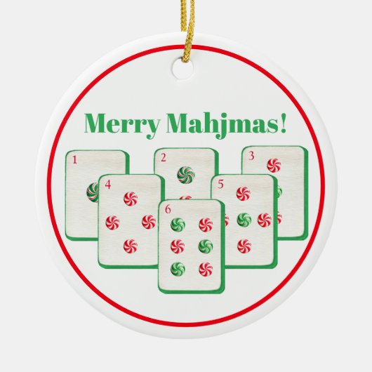 Merry Mahjmas Mahjong Candy Dot Tiles Keramik Ornament (Vorne)