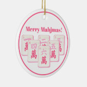 Merry Mahjmas Mahjong Pink & Hot Pink Crak Tiles Keramik Ornament (Rechts)
