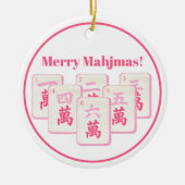 Merry Mahjmas Mahjong Pink & Hot Pink Crak Tiles Keramik Ornament (Vorne)