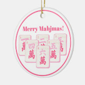 Merry Mahjmas Mahjong Pink & Hot Pink Crak Tiles Keramik Ornament (Links)