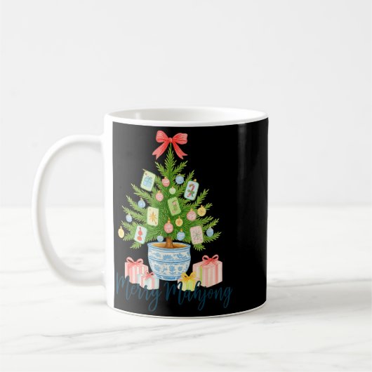 Merry Mahjong Christmas Tree Chinoiserie Holiday Kaffeetasse (Links)