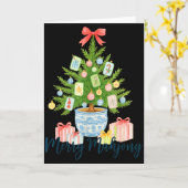 Merry Mahjong Christmas Tree Chinoiserie Holiday Karte (Gelbe Blume)