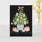 Merry Mahjong Christmas Tree Chinoiserie Holiday Karte (Gelbe Blume)