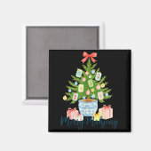 Merry Mahjong Christmas Tree Chinoiserie Holiday Magnet (Vorderseite/Rückseite)