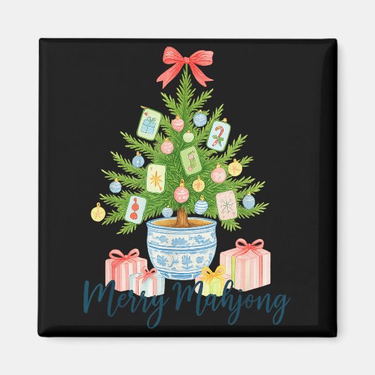 Merry Mahjong Christmas Tree Chinoiserie Holiday Magnet (Vorne)