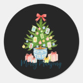 Merry Mahjong Christmas Tree Chinoiserie Holiday  Runder Aufkleber (Vorderseite)