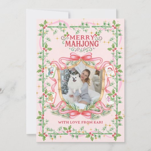 Merry Mahjong Photo Holiday Card Feiertagskarte (Vorderseite)