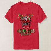 Merry Mama Christmas Messy Bun Ladys Red Kariert L T-Shirt (Design vorne)