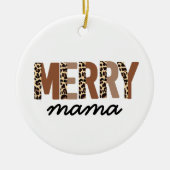 "Merry Mama" Moderner Farbblock Leopard Boho Keramik Ornament (Vorne)