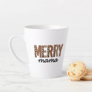 "Merry Mama" Moderner Farbblock Leopard Boho Milchtasse