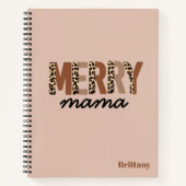 "Merry Mama" Moderner Farbblock Leopard Boho Notizblock (Vorderseite)