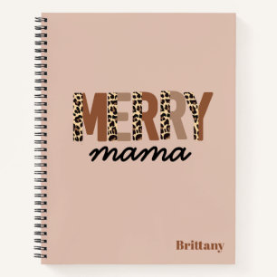 "Merry Mama" Moderner Farbblock Leopard Boho Notizblock