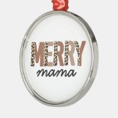 "Merry Mama" Moderner Farbblock Leopard Boho Ornament Aus Metall (Links)