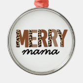 "Merry Mama" Moderner Farbblock Leopard Boho Ornament Aus Metall (Vorne)